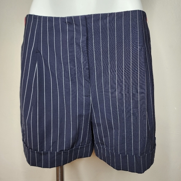 Rag & Bone Jess High Rise Loose Fit Navy Pinstripe Shorts Size 6 Runs Large - Picture 8 of 15